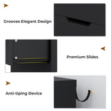BTHFST 8 Drawers Black Dresser for Bedroom, Modern Wood Chest of Drawers 8 Drawer Dresser with Large Capacity for Living Room, Closet, Hallway, Entryway BTHFST