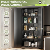 Patiomore Metal Garage Storage Cabinet, 72” Lockable File Cabinets with 2 Doors and 4 Adjustable Shelves, Steel Tool Cabinets with Lock for Office, Home, Gym, Black Patiomore
