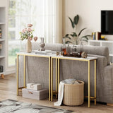 HollyHOME Narrow Hallway Table, 29.5" Small Console Stand, Slim Entryway Table, Sofa Desk, for Hallway, Bedroom, Living Room, Foyer, Marble Texture HollyHOME