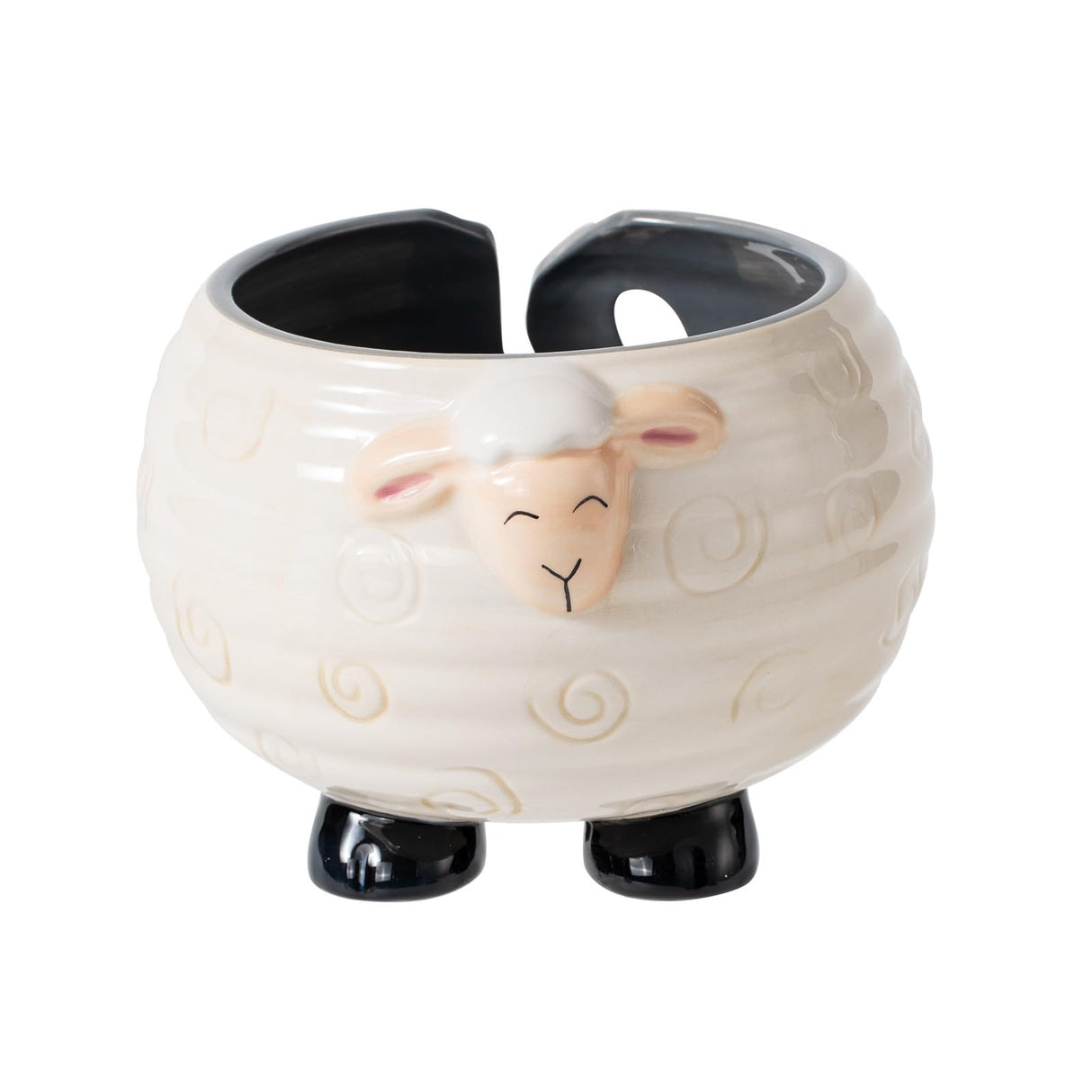 Yarn Bowl for Crochet Large Sheep Shaped Ceramic Yarn Holder Crochet Bowl Knitting Bowl, 6 Inch Wide x 4 Inch High Surlama