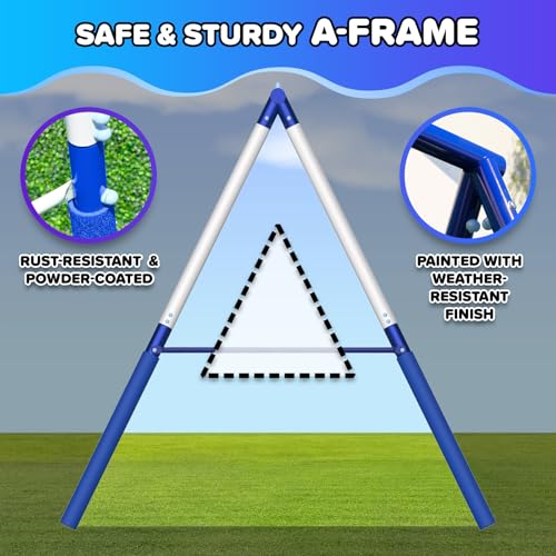 Sportspower Royal Fun Metal Swing Set: 2 Swings/Standing Swing, 2 Kid Roman Glider Swing & 5' Wavy Slide, EXCEEDS All ASTM Safety Standards *Bonus 4pc Anchor Kit* Sportspower