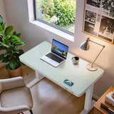 Furmax Electric Standing Desk with Drawer 48 x 24 Inch Adjustable Height Stand up Desk One-piece Board Pre-assembled Home Office Computer Desk with USB Ports, White Furmax