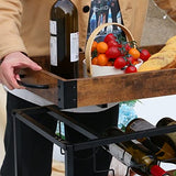 Azheruol Bar Cart Serving Wine 3 Tier Home Rolling Rack with Wheels Mobile Kitchen Industrial Vintage Style Wood Metal Serving Trolley Serving Cart,Glass Holder Bar Cabinet Azheruol