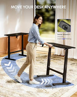 FLEXISPOT H7 Plus Gas Spring Adjustable Standing Desk, Mobile Rolling Sit-Stand Table with Wheels, Cordless Stand Up Desk for Small Spaces & Home Office, 48" One-Piece Desktop Black,Height 27.6"–45" FLEXISPOT