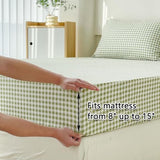 NSNLGSGC Sage Green Gingham Full Sheet Set, Soft Brushed Microfiber Plaid Full Bed Sheets, 4-Pieces Grid Sheet Set with Deep Pocket NSNLGSGC