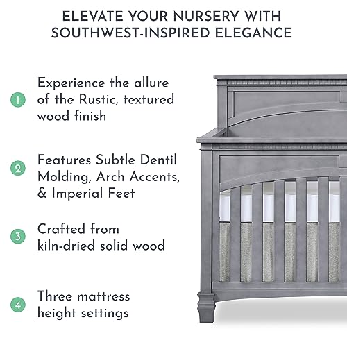 Evolur Santa Fe 5-in-1 Convertible Crib, Storm Grey - WoodArtSupply