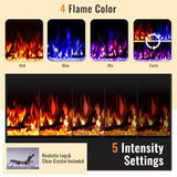 70 Inch Wall Fireplace Electric with Remote Control, Recessed and Wall Mounted Electric Fireplace, with Timer, Touch Screen, Adjustable Flame Color, 750-1500W, Log & Crystal Included TUAN