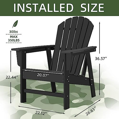 Restcozi Adirondack Chairs, HDPE All-Weather Adirondack Chair, Fire Pit Chairs (Traditional) (1, Black) - WoodArtSupply