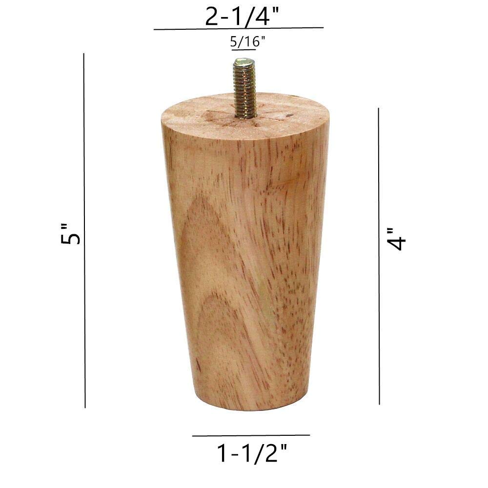 WEICHUAN Round Solid Wood Replacement Sofa Couch Chair Ottoman Loveseat Coffee Table Cabinet Furniture Wood Legs(4" Straight Set of 4) WEICHUAN