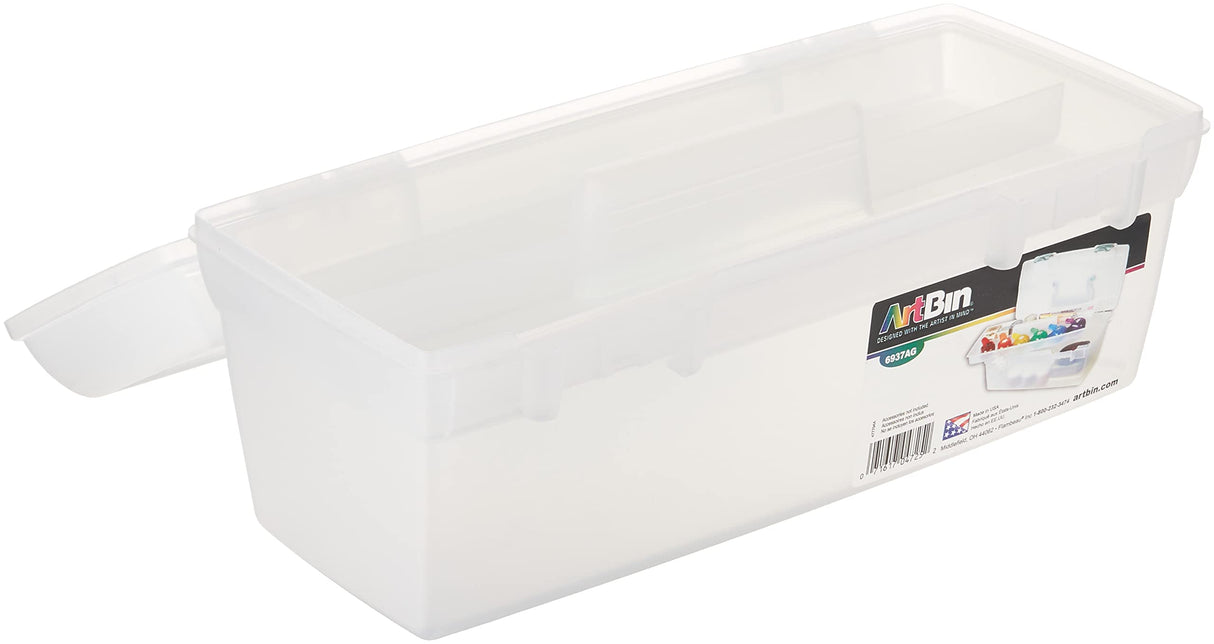 ArtBin 6937AG Essentials Lift-Out Tray Box, Portable Art & Craft Organizer with Handle and Tray, Clear/Aqua ArtBin