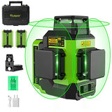 Huepar 3x360°Laser Level with 2 Li-ion Batteries 3D Outdoor Green Cross Line Self Leveling for Construction/Picture Hanging Hard Case，Magnetic Huepar