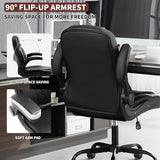 Nexthro Executive Office Chair PU,Leather Office Chair with Wheels,360° Swivel Rolling Chair with Padded Arms,Ergonomic Computer Chair with Lumbar Support for Short People Use(Black) Nexthro