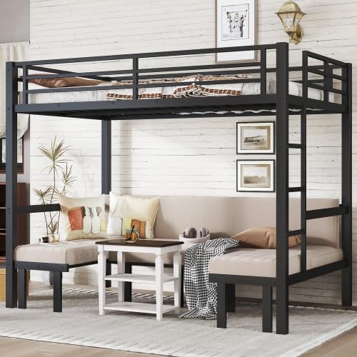 Harper & Bright Designs Full Over Full Pull-Out Metal Bunk Bed, Lower Bunk Can be Pulled Out in Three Sections, Top Bed Equipped with Safety Guardrails, Black Harper & Bright Designs