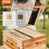 VEVOR Bee Hive Deep Box Starter Kit, 100% Beeswax Coated Natural Cedar Wood, Langstroth Beehive Kit with 10 Frames and Foundations, Transparent Acrylic Bee Windows for Beginners and Pro Beekeepers VEVOR
