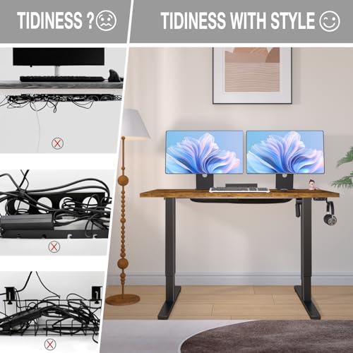 Acrolix Electric Standing Desk with Cable Management, 48 X 24 Inches Sit Stand up Desk,2 Memory Preset for Home Office&Gaming&Living Table with Splice Board (Rustic Brown Desktop) Acrolix