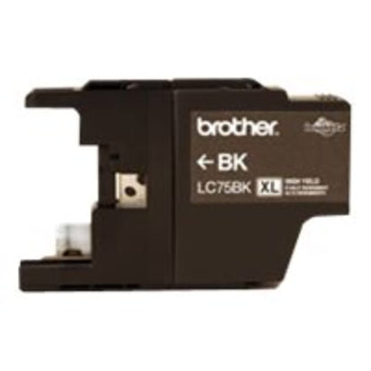 Brother Genuine High Yield Black Ink Cartridge, LC75BK, Replacement Black Ink, Page Yield Up To 600 Pages, LC75