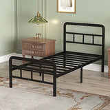 Richwanone 14 inch Twin XL Bed Frame with Headboard and Footboard, Heavy Duty Metal Platform with Steel Slat Support, No Box Spring Needed, Easy Assembly, Black Richwanone