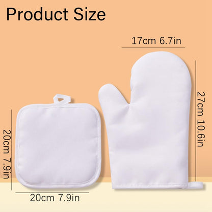 PRIZOM Sublimation Blank Oven Mitts Set Gloves and Sublimation Blank Pot Pad for DIY Kitchen Accessories 4Pcs