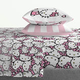 Jay Franco Sheet Set with Fitted, Flat Sheets & Pillow Cover - Ultra-Soft Bedding with Pillowcase for Room Decor, Multi - Hello Kitty, 4 Piece Queen Jay Franco