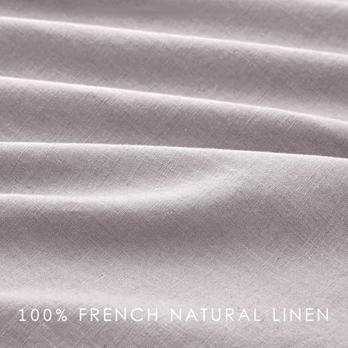 AGGBEERY 100% French Linen Sheets Natural Linen King Size Sheets Set, Breathable and Durable for Hot Sleepers, 4 Pcs Bed Sheets with 16 Inch Deep Pocket - 1 Flat Sheet, 1 Fitted Sheet, 2 Pillowcases AGGBEERY
