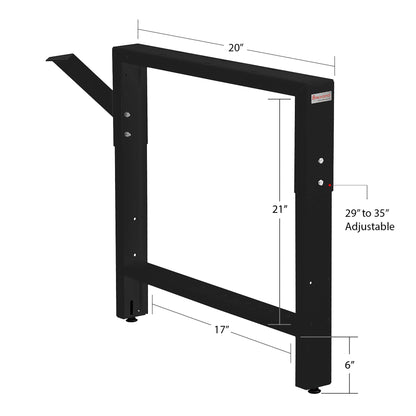 Workbench Frame - 3 Legs - 20" Depth - 29" to 35" Height Adjustable - Black - by BenchPro - WoodArtSupply