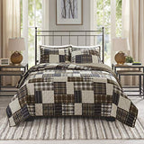 Madison Park Reversible Quilt Cabin Lifestyle Plaid Design - All Season, Breathable Coverlet Bedspread Bedding Set, Matching Shams, Timber Black/Brown Full/Queen(90"x90") 3 Piece Madison Park