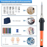 Fohil Wood Burning Kit for Adults with Gloves, 130pcs Wood Burning Pen Tool Set with Adjustable Temperature 200~450 °C Switch Pyrography Pen Kit for Embossing Carving Soldering Fohil