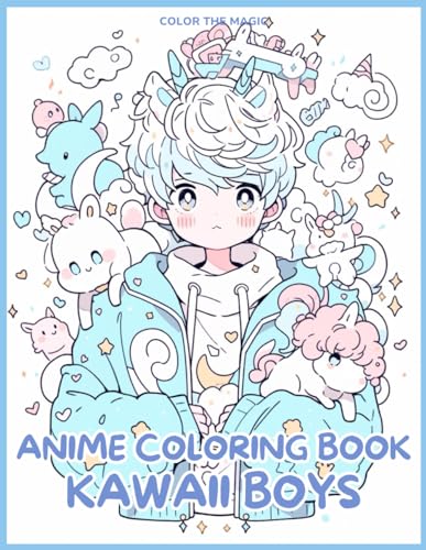 Anime Coloring Book: Kawaii Boys: Relief Japanese Comic, Manga Kawaii Coloring Book for Kids, Teens and Adults (Anime Coloring Books)