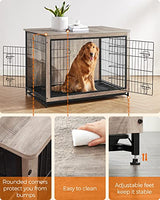 Feandrea 44.1" Dog Crate Furniture, Indoor Dog Cage Side End Table, XL Pet Wood Kennel for Large and Medium Dogs up to 80 lb with Multi-Purpose Removable Tray, Double-Door Pet House, Greige Feandrea