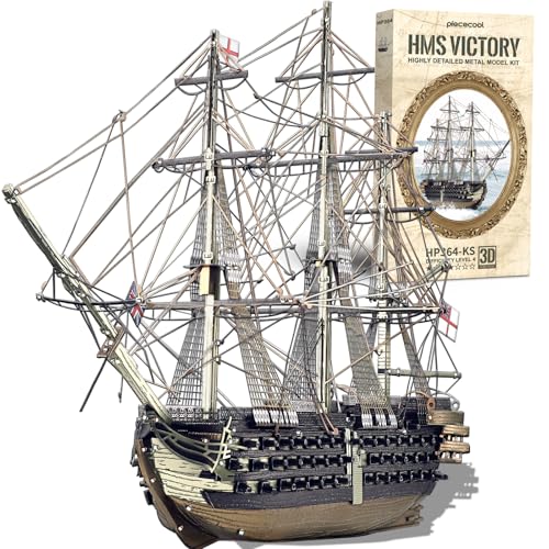 Piececool 3D Metal Puzzles for Adults, HMS Victory Battleship Model Kits Crafts for Adults to Build DIY Models Puzzles, Ideal Creative Great Gift for Family Time Home Decor- 389Pcs