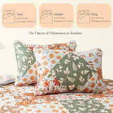 Whale Flotilla Patchwork Quilt Twin Size, Extra Soft Boho Floral Bedspreads for Bed Reversible Lightweight Twin Quilt Bedding Set Printed Coverlets with 1 Pillow Sham for All Seasons, Orange Whale Flotilla