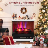 ORALNER 27” Electric Fireplace with Mantel, 3-Sided Glass View, Wooden Surround Firebox, Freestanding Fireplace Heater w/ 7 Flame Colors, Remote & 6H Timer, Overheat Protection, 1400W (White) ORALNER