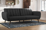 Novogratz Brittany 82 Inch Futon Sofa Bed, Upholstered Couch Sleeper with Tufted Back, Mid-Century Modern, Dark Gray Novogratz