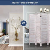 Giantex 6 Panel Wood Room Divider, 5.6 Ft Tall Oriental Folding Freestanding Partition Privacy Room Dividers Screen for Home, Office, Restaurant, Bedroom (White) Giantex