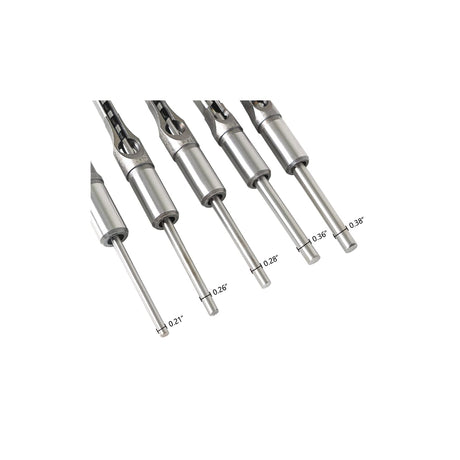 findmall 7Pcs Square Hole Drill Bit Set HSS Square Hole Saw Mortise Chisel Drill Bit Tools 6/25, 1/4, 5/16, 3/8, 2/5, 1/2, 9/16 Inch Fit for Mortising Machines Drill findmall