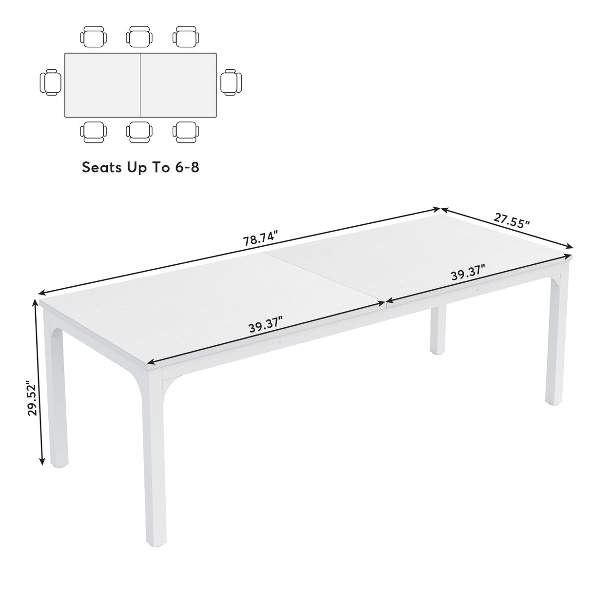 Tribesigns 6.5 FT Conference Room Table, 78.74" W x 27.56" D Large Office Conference Table, Modern Seminar Meeting Table for Boardroom. (Only Table) (White) Visit the Tribesigns Store