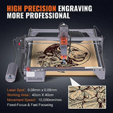 VEVOR 10W Output 10000mm/min Movement Speed, Compressed Spot with Rotary Roller, Laser Cutter for Wood, Certain Metal, Gray VEVOR