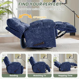 VIKAYAMICS Oversized Rocker Recliner Chair 42” Power Swivel Recliner for Living Room Overstuffed Extra Wide Rocking Recliners with Breathable Soft Fabric Up to 400lbs(Manual Blue)
