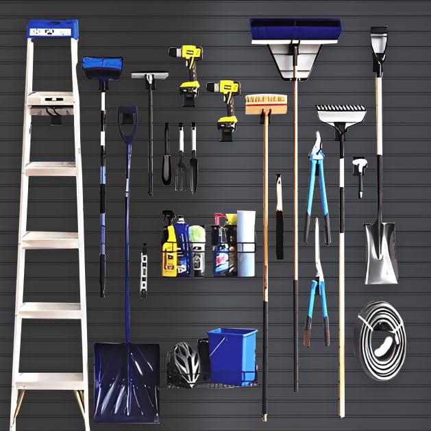 NeatiEase Slatwall Panel Wall Storage Systems, 2 x 4ft Slat Wall Paneling Garage Wall Organizer, Heavy Duty Wall Mounted PVC Wall Rack (Black) NeatiEase