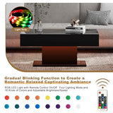 HedoAjim Led Coffee Table for Living Room, Living Room Table Rectangular Center Table, Modern High Glossy Wooden Coffee Tables with 16 Colors LED Lights for Dining Reception Room, Black HedoAjim