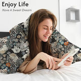 LONAVA Queen Flower 3 Pcs Duvet Cover Set, Breathable Soft Microfiber Black Lining Comforter Cover with Zipper Closure, and 2 Anti-Pilling, Fade Resistant Pillowcases, Midnight Blossoms LONAVA