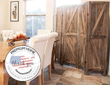 Premium Home 4-Panel Room Divider – Rustic Brown Barn Door, K Pattern Folding Privacy Screen, Partition Wall Premium Home Decor