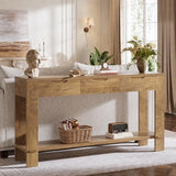 Tribesigns Console Table with 3 Drawers, 67-Inch Long Sofa Table Behind The Couch with Storage Shelf, Narrow Farmhouse Entryway Furniture for Living Room, Hallway, Foyer, Brown Tribesigns