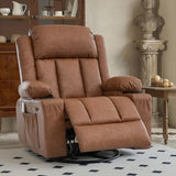 GAOHAPY Rocker Recliner Chair with Heat and Massage,360°Swivel Nursery Recliner Chair for Adults,Oversized Recliner Single Sofa Seat with 2 Cup Holders and Side Pocket (Brown)