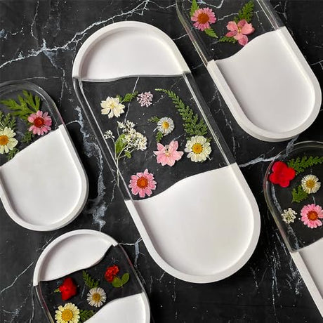 RESINWORLD Set of 5 Sizes Oval Tray Mold, Jewelry Holder Resin Mold Silicone, Storage Silicone Molds for Resin, Clay, Gypsum ResinWorld