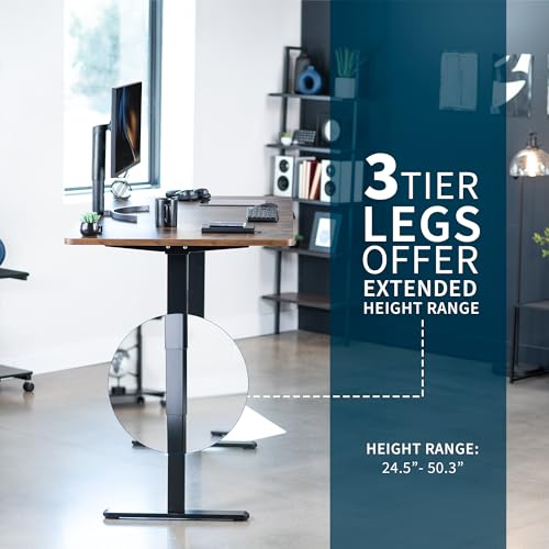 VIVO Electric 71 x 36 in Dual Motor Rustic Sit Stand Desk, Memory Height Adjustment, 2B Series, Vintage Brown Top Black Frame, DESK-KIT-2B7N-36 VIVO