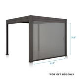 Mirador Accessory - 10Ft Side Adjustable Pull Down Screen for Mirador pergola 111S and 111DA, Enhance Outdoor Living Space with Pull-Down Sun Shade, Wind Block, UV Resistant, Charcoal, not pergola MIRADOR