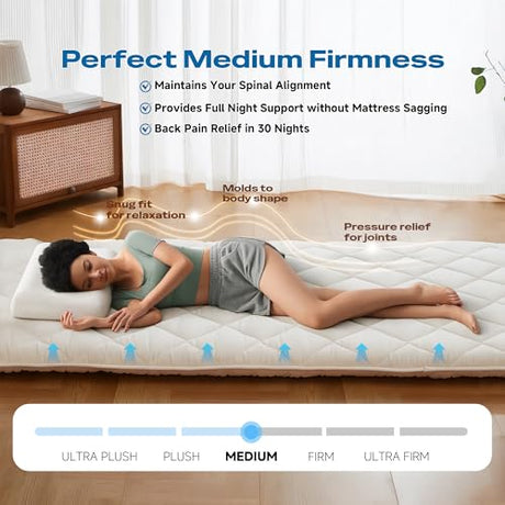 Aircliff Japanese Floor Mattress, Roll Up Tatami Mat, Sleeping Pad, Shikibuton, High Density Foam Floor Bed Futon Mattress for Sleeping, Dormitory, Guest Bed, Designed in Japan(Twin) Aircliff