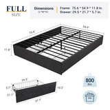 Allewie Full Size Metal Bed Frame with 2 Storage Drawers, Heavy-Duty Steel Frame with MDF Wood Panels, Flexible Drawer Placement, Easy Assembly, Noise-Free Support, Black Allewie