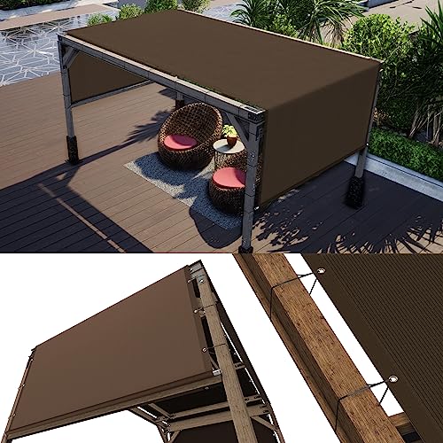 ColourTree 8' W x 16' L Brown Pergola Sun Shade Canopy Replacement Cover, Commercial Grade 260 GSM Cloth for Outdoor Patio, Includes Stainless Steel Weighted Rods (We Make Custom Size) ColourTree